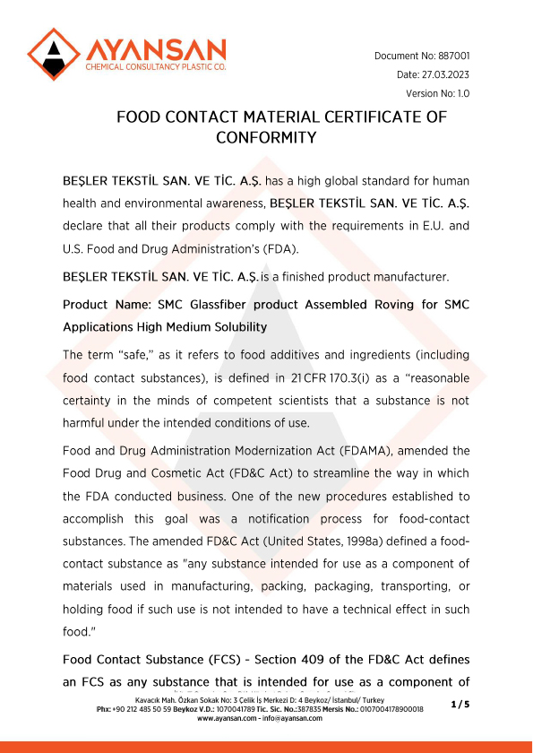 ROHS TEST BEŞLER GLASSFIBER
